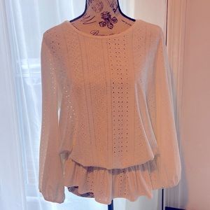 White lace patterned shirt